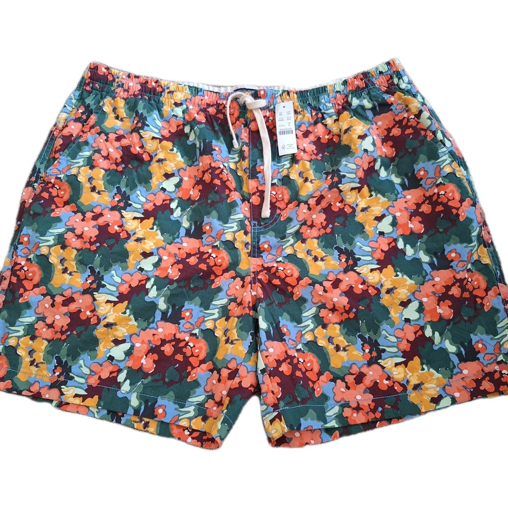 NWT J Crew Mens Size XL 6" Dock Shorts Floral Print Preppy Beach Nantucket NEW